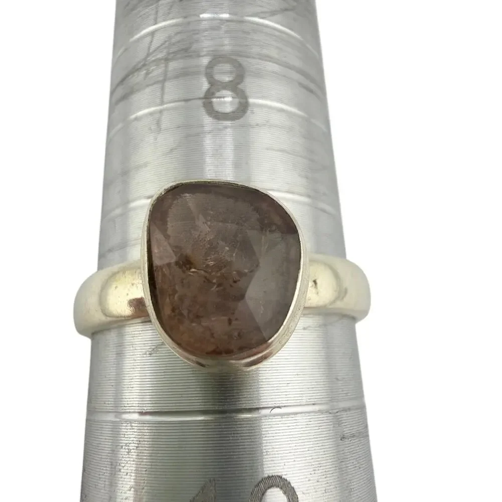 925 Sterling Silver Irregular Rose Cut Tourmaline Ring Size 9